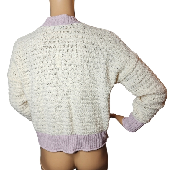 NWT Madewell Seabrook Cardigan Sweater Purple Off White Colorblock XXS oversized - Picture 11 of 16